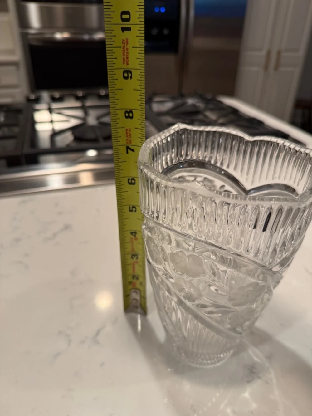 Crystal Clear Vase With Elaborate Etched Detailing Vintage